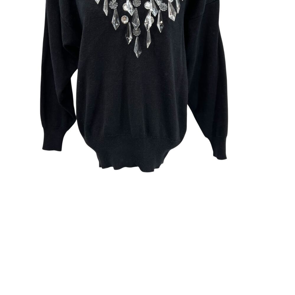 Bonnie Boerer Vintage Sweater Crystal‎ Embellishments Black Size Medium - Picture 4 of 10